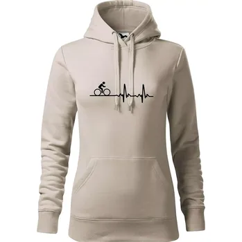 Dámská mikina Cyklo ekg - kolo - Mikina dámská Cape s kapucí - S ( Ledově šedá )