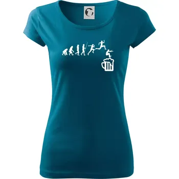 Dámské tričko Evoluce pivo skok - Dámské triko Pure - XS ( Petrolejová )