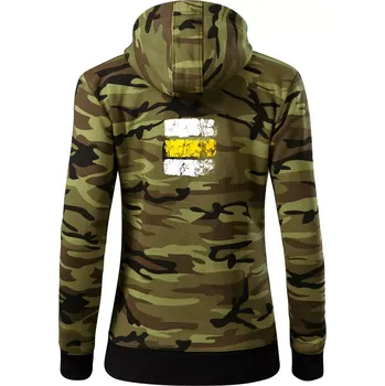 Dámská mikina Turistická značka - žlutá - Dámská mikina trendy zipper s kapucí - 2XL ( Zelený maskáč )