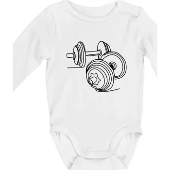 Kojenecký body Dvě činky jedním tahem - Body kojenecké s dlouhým rukávem - Dlouhý r. do 3 měs ( Bílá )