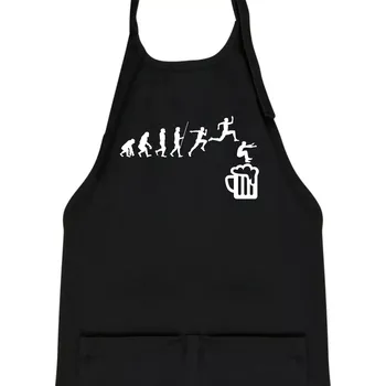 Kuchyňská zástěra Evoluce pivo skok - Dětská zástěra na vaření - Univerzální velikost ( Černá )