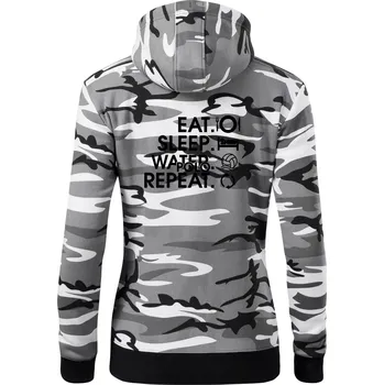 Dámská mikina Eat sleep water polo repeat - Dámská mikina trendy zipper s kapucí - XS ( Šedý maskáč )