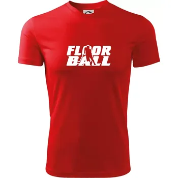 Pánské tričko Floorball nápis rovný - Pánské triko Fantasy sportovní (dresovina) - L ( Červená )