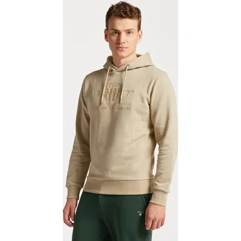Pánská mikina MIKINA GANT REG TONAL SHIELD HOODIE CONCRETE BEIGE
