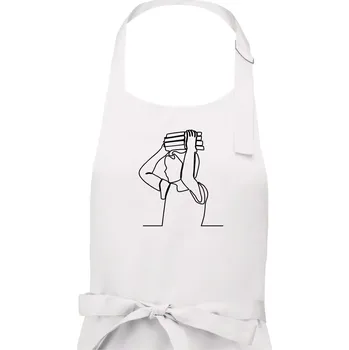 Kuchyňská zástěra Student a kniha jedním tahem - Pánská zástěra na vaření - Univerzální velikost ( Bílá )