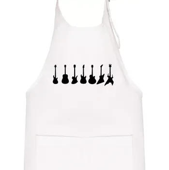Kuchyňská zástěra Kytary v řadě - Dětská zástěra na vaření - Univerzální velikost ( Bílá )