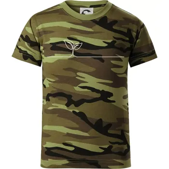 Listy květiny linka - Dětské maskáčové triko - 134 cm/8 let ( Zelený maskáč )