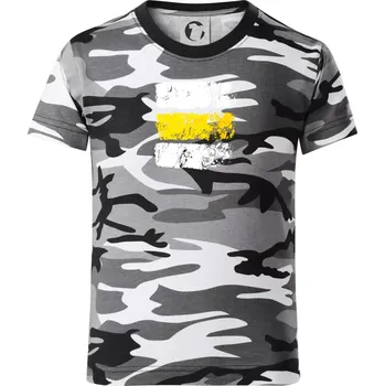 Chlapecké tričko Turistická značka - žlutá - Dětské maskáčové triko - 134 cm/8 let ( Šedý maskáč )