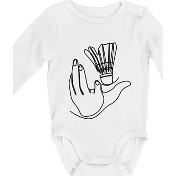 Badminton jedním tahem - Body kojenecké s dlouhým rukávem - Dlouhý r. 3-6 měs ( Bílá )