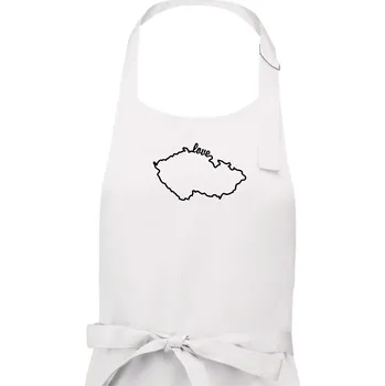 Kuchyňská zástěra Czech love mapa - Pánská zástěra na vaření - Univerzální velikost ( Bílá )