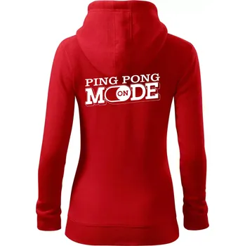Dámská mikina Ping pong mode - Dámská mikina trendy zipper s kapucí - XS ( Červená )
