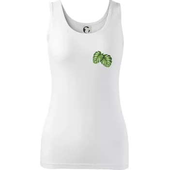 Dámské oblečení Monstera listy na prsu - Dámské tílko - S ( Bílá )