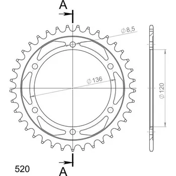 Řetězová sada pro motocykl Řetězová rozeta SUPERSPROX RFE-846:37-BLK černý 37 zubů, 520
