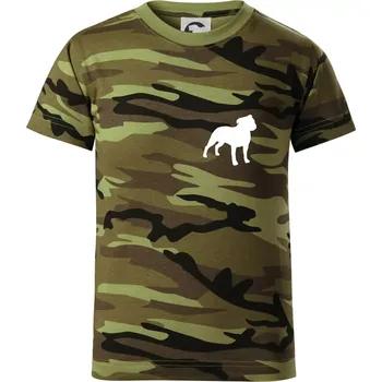 Americký stafordširský teriér Na prsu - Dětské maskáčové triko - 122 cm/6 let ( Zelený maskáč )