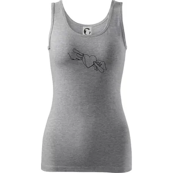 Dámské tričko Dvě ruce a srdce jedním tahem - Dámské tílko - 2XL ( Tmavě šedý melír )