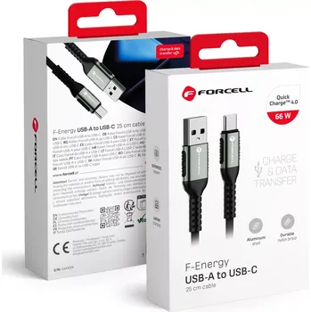 Náhradní díl pro mobilní telefon Kabel USB C - Lightning Forcell F-Energy PD 3A 27W Cafule 1,2 m C259 Černý