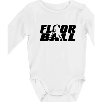 Kojenecký body Floorball nápis rovný - Body kojenecké s dlouhým rukávem - Dlouhý r. do 3 měs ( Bílá )
