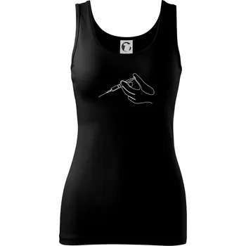 Dámské tričko Ruka a injekce jedním tahem - Dámské tílko - XL ( Černá )