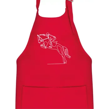 Kuchyňská zástěra Jízda na koni jedním tahem - Dětská zástěra na vaření - Univerzální velikost ( Červená )