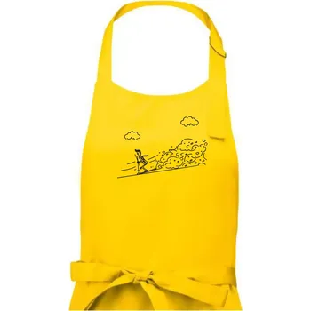 Kuchyňská zástěra Kreslený lyžař na horách - Pánská zástěra na vaření - Univerzální velikost ( Žlutá )