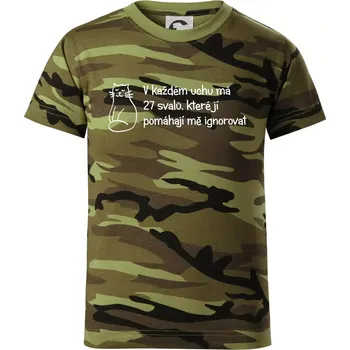 Chlapecké oblečení Kočka - 27 svalů - Dětské maskáčové triko - 134 cm/8 let ( Zelený maskáč )