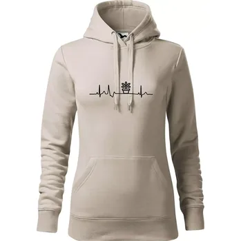 Dámská mikina EKG fíkus - Mikina dámská Cape s kapucí - S ( Ledově šedá )