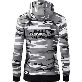 Dámská mikina Evoluce Basketball - Dámská mikina trendy zipper s kapucí - S ( Šedý maskáč )