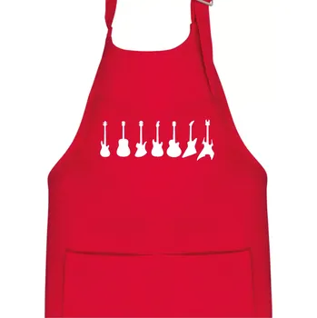 Kuchyňská zástěra Kytary v řadě - Dětská zástěra na vaření - Univerzální velikost ( Červená )