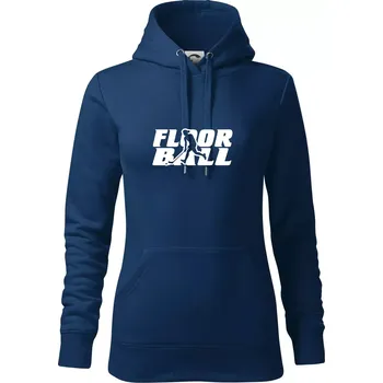 Dámská mikina Floorball nápis rovný - Mikina dámská Cape s kapucí - 2XL ( Půlnoční modrá )
