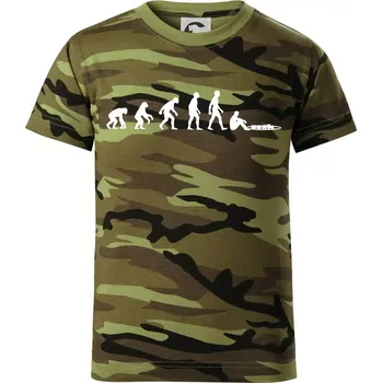 Evoluce mašinky - Dětské maskáčové triko - 122 cm/6 let ( Zelený maskáč )