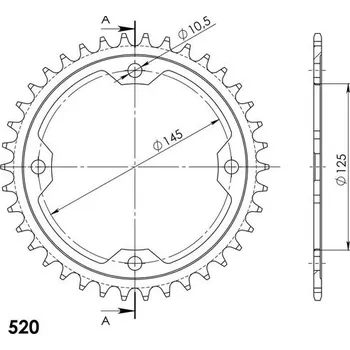 Řetězová sada pro motocykl Řetězová rozeta SUPERSPROX RFE-1857:37-BLK černý 37 zubů, 520