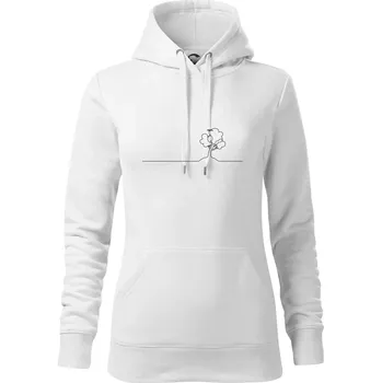 Dámská mikina Strom s ptáčkem linka - Mikina dámská Cape s kapucí - XS ( Bílá )