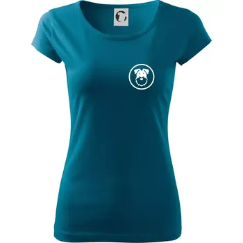 Dámské tričko Knírač v kolečku na prsu - Dámské triko Pure - 2XL ( Petrolejová )