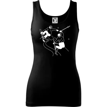 Dámské tričko Lyžovaní - kresleny obrázek - Dámské tílko - L ( Černá )