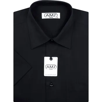 Pánská košile Pánská košile AMJ Comfort fit s krátkým rukávem - černá JK17 velikost: 54, délka rukávu: krátký rukáv