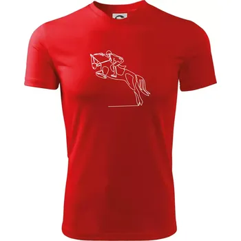Jízda na koni jedním tahem - Pánské triko Fantasy sportovní (dresovina) - M ( Červená )