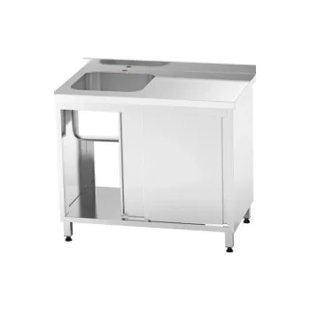 Nerezový dřez Dřez lisovaný 1x vlevo s posuvnými dveřmi , rozměr 1200x700x850mm - 1x dřez 500x500x300mm