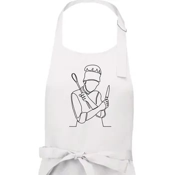 Kuchyňská zástěra Kuchař jedním tahem - Dámská zástěra na vaření - Univerzální velikost ( Bílá )