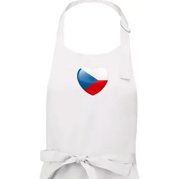 Kuchyňská zástěra České srdce - vlajka - Dámská zástěra na vaření - Univerzální velikost ( Bílá )
