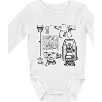 Geodet teodolit dron - Body kojenecké s dlouhým rukávem - Dlouhý r. 3-6 měs ( Bílá )