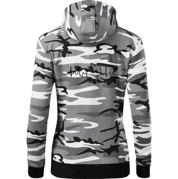 Dámská mikina EKG Německo - Dámská mikina trendy zipper s kapucí - S ( Šedý maskáč )