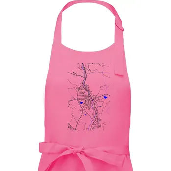 Kuchyňská zástěra Vrchlabí - Mapa s vodními toky - Pánská zástěra na vaření - Univerzální velikost ( Růžová )