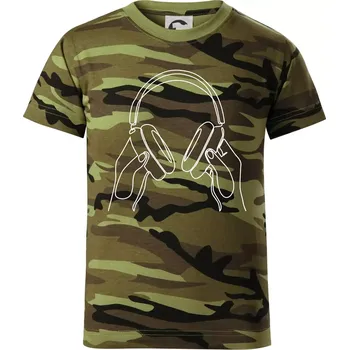 Chlapecké oblečení Sluchátka jedním tahem - Dětské maskáčové triko - 134 cm/8 let ( Zelený maskáč )