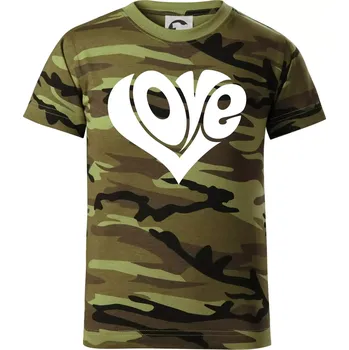 Chlapecké oblečení Love nápis jednoduchý - Dětské maskáčové triko - 104-110cm / 3-4 roky ( Zelený maskáč )