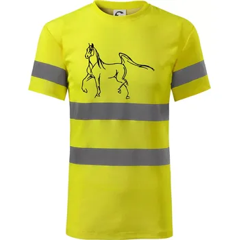 Kůň silueta - Triko reflexní - HV PROTECT - M ( Neonově žlutá )