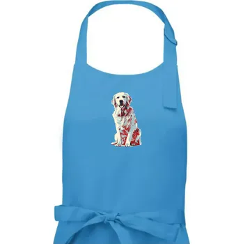 Kuchyňská zástěra Zlatý retriever vintage - Pánská zástěra na vaření - Univerzální velikost ( Světlý tyrkys )