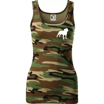 Dámské tričko Americký stafordširský teriér Na prsu - Dámské Maskáčové tílko - M ( Hnědý maskáč )