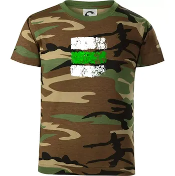 Chlapecké tričko Turistická značka - zelená - Dětské maskáčové triko - 122 cm/6 let ( Hnědý maskáč )