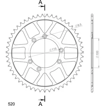 Řetězová sada pro motocykl Řetězová rozeta SUPERSPROX RFE-868:51-BLK černý 51 zubů, 520