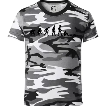 Chlapecké oblečení Evoluce mašinky - Dětské maskáčové triko - 146 cm/10 let ( Šedý maskáč )